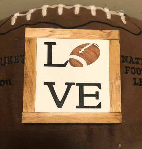 Football LOVE sign, Football Lover Gift, Sports Home Decor, Mancave Decor, Fall Wood Sign,  Bog Road Designs