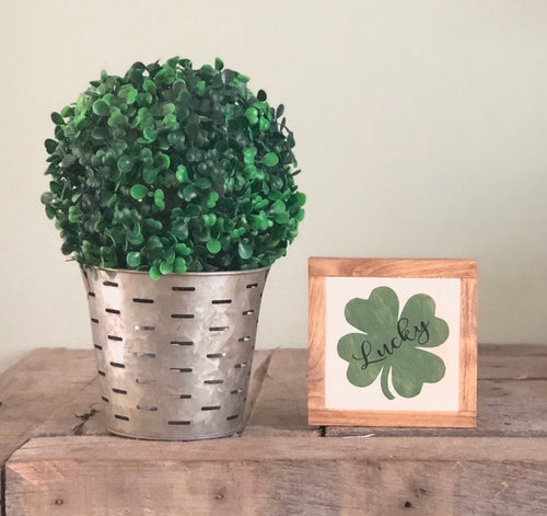 LUCKY Clover Wood Sign, St. Patrick's Day Sign, Irish Home Decor, Small Wood Signs, Bog Road Designs