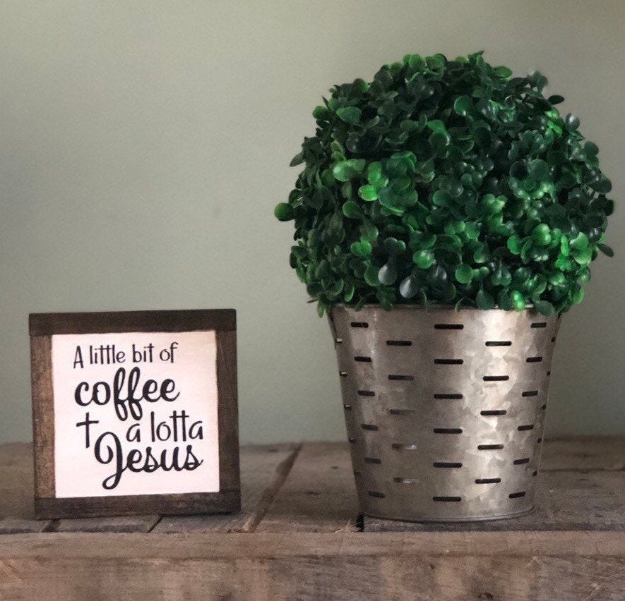 Coffee And Jesus Decor, Small Wood Signs, Rustic Coffee Sign, Jesus Home Decor, Bog Road Designs