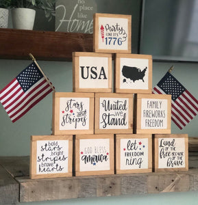 Stars and Stripes, 4th of July Sign, Independence Day Decor, American Flag Sign, USA Wood Sign, Small Wood Signs, Bog Road Designs
