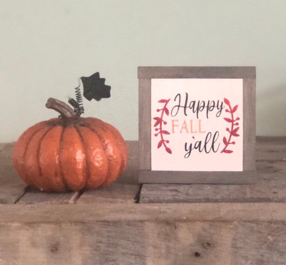 Happy Fall Ya'll, Autumn Wood Sign, Fall Home Decor, Small Wood Signs, Bog Road Designs