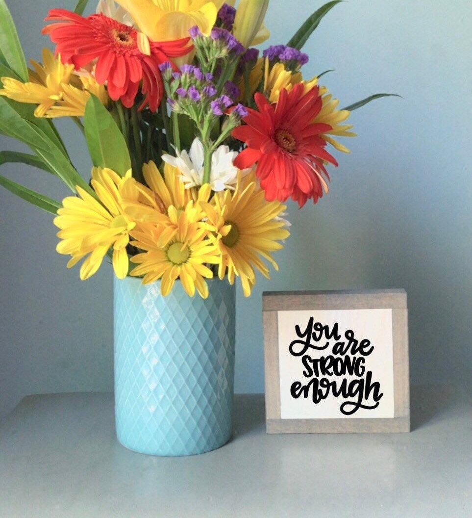You Are Strong Enough, Inspirational Sign, Fitness Home Decor, Uplifting Gift, Small Wood Signs, Bog Road Designs