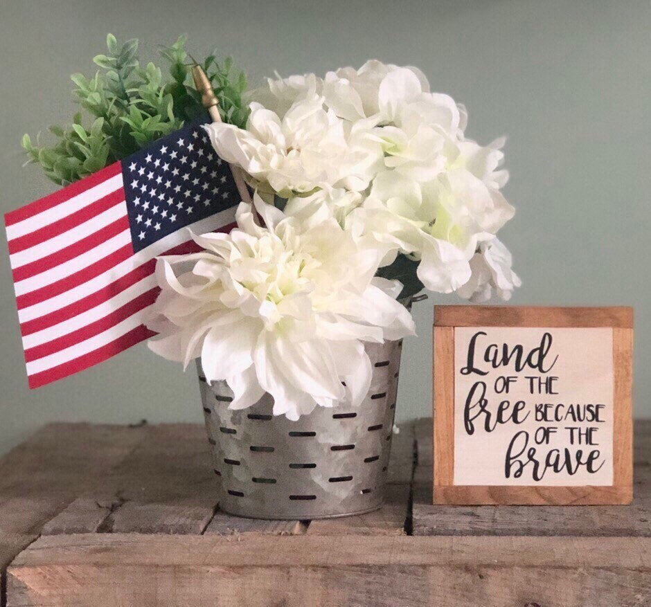 Land of the Free Sign, 4th of July Sign, Independence Day Gift, America Home Decor, Small Wood Signs, Bog Road Designs