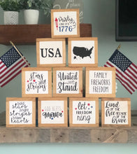 Load image into Gallery viewer, USA Wood Sign, 4th of July Sign, Independence Day Gift, America Home Decor, Small Wood Signs, Bog Road Designs