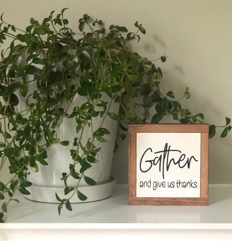 Gather Wood Sign, Give Thanks Sign, Small Wood Sign, Fall Home Decor, Bog Road Designs