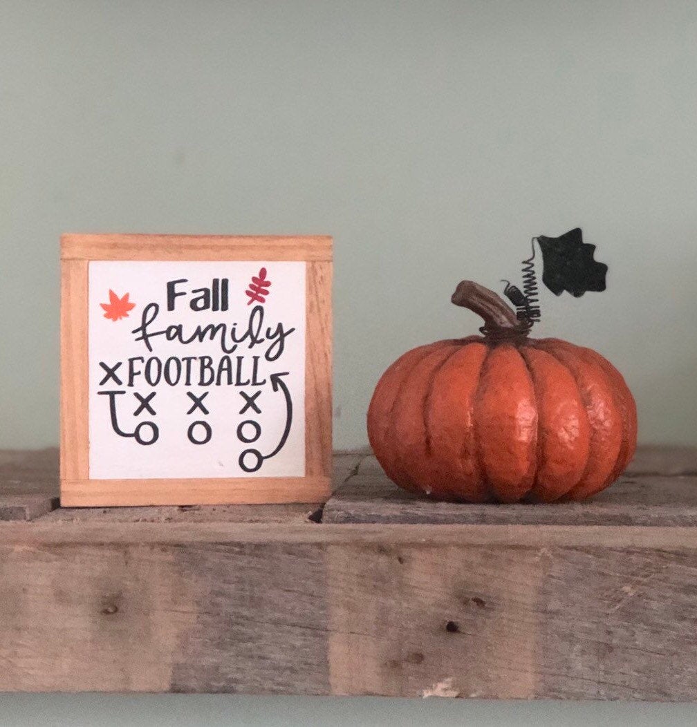 Fall Family Football Sign, Fall Home Decor, Rustic Football Gift, Small Wood Signs, Bog Road Designs