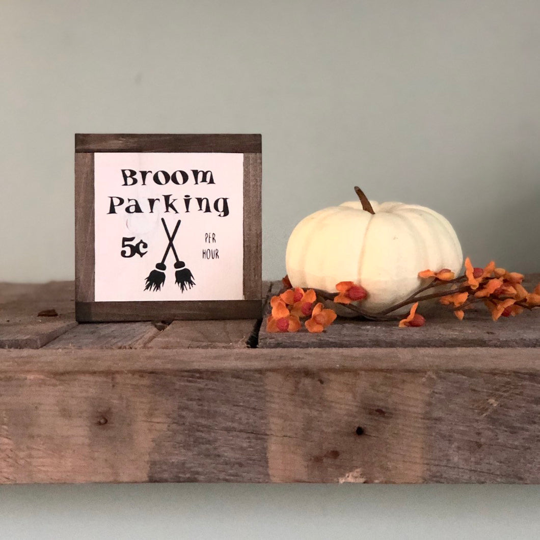 Broom Parking Sign, Halloween Wood Sign, Fall Home Decor, Small Wood Sign, Bog Road Designs