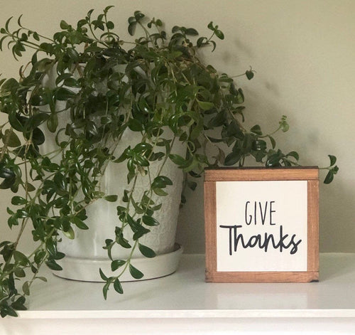Give Thanks Sign, Fall Home Decor, Rustic Autumn Sign, Small Wood Sign, Bog Road Decor