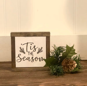 Tis The Season Sign, Winter Home Decor, Holiday Tiered Tray Decor, Christmas Sign, Small Wood Sign, Bog Road Designs