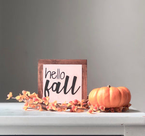 Hello Fall Sign, Autumn Home Decor, Fall Wood Sign, Rustic Fall Decor, Small Wood Signs, Bog Road Designs
