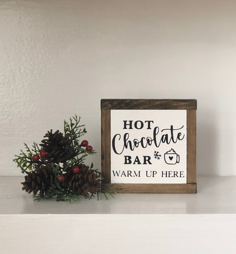 Hot Chocolate Bar Sign, Winter Home Decor, Holiday Gift, Christmas Tiered Tray, Small Wood Sign, Bog Road Designs