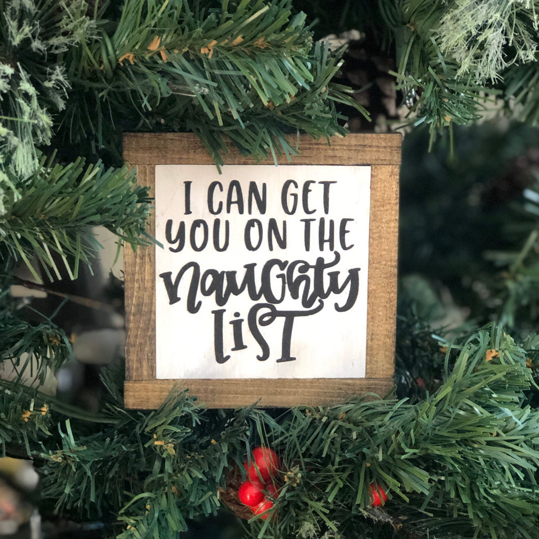 Naughty List Sign, Funny Christmas Sign, Secret Santa Gift, Holiday Tiered Tray, Winter Home Decor, Small Wood Sign, Bog Road Designs