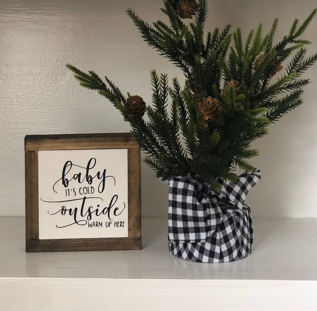 Baby It's Cold Outside Sign, Holiday Home Decor, Christmas Gift, Winter Wood Sign, Small Wood Signs, Bog Road Designs