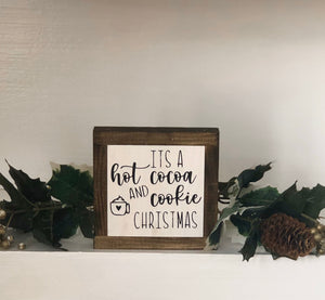 Hot Cocoa Christmas Sign, Holiday Home Decor, Christmas Gift, Winter Tiered Tray Decor, Small Wood Signs, Bog Road Designs