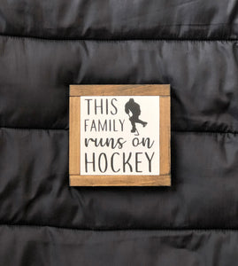 Hockey Family Sign, Sports Fan Decor, NHL fan Gift, Winter Home Decor, Small Wood Signs, Bog Road Designs