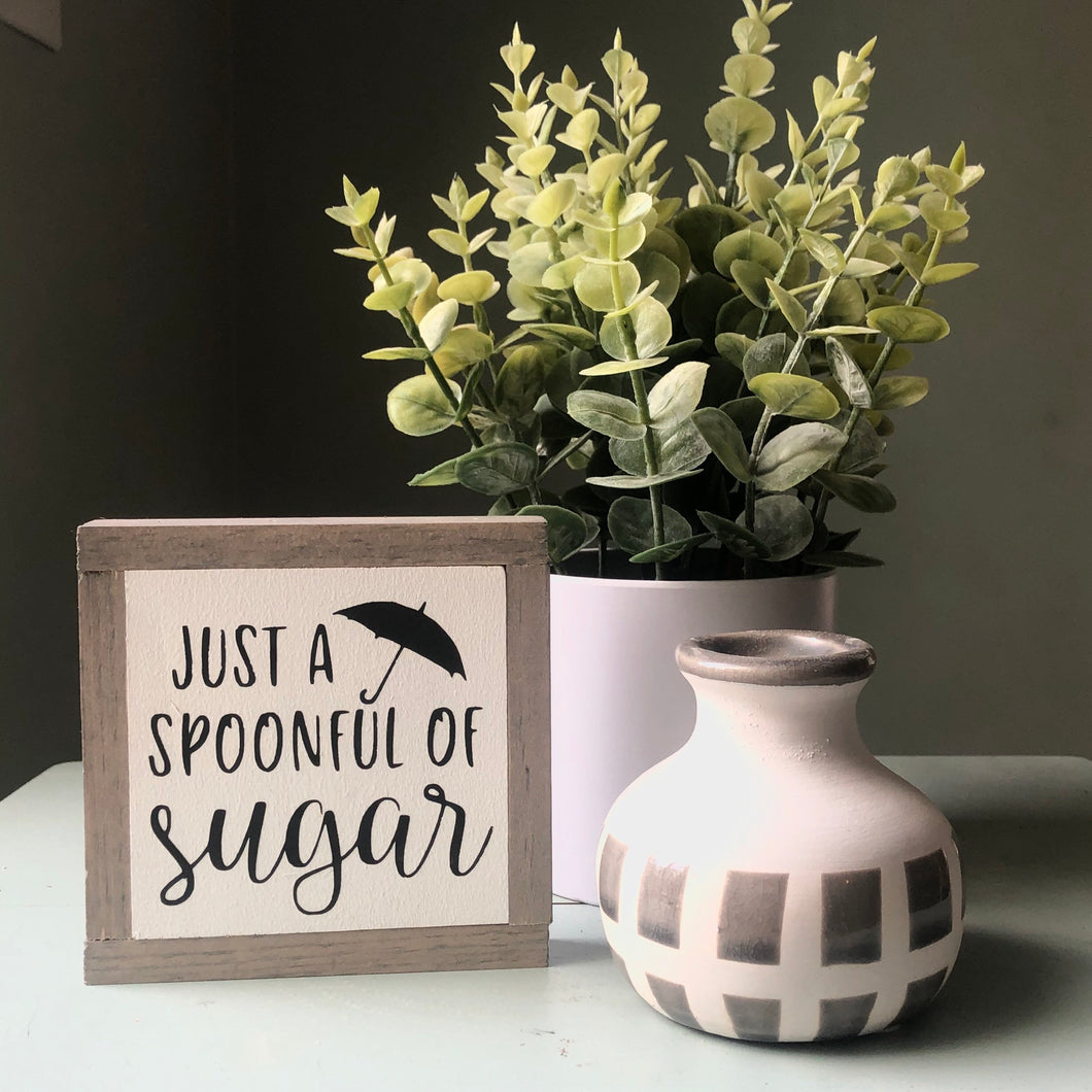 Spoonful Of Sugar Sign, Disney Inspired Sign, Coffee Home Decor, Small Wood Sign, Bog Road Designs