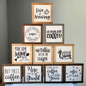 No Talkie Sign, Coffee Bar Decor, Chic Kitchen Decor, Small Wood Sign, Bog Road Designs