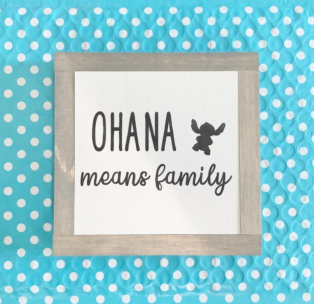 Ohana Means Family Sign, Disney Inspired Sign, Family Home Decor, Small Wood Sign, Bog Road Designs