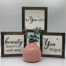 Load image into Gallery viewer, Be “You” tiful Sign, Bathroom Home Decor, Uplifting Gift, Small Wood Sign, Bog Road Designs